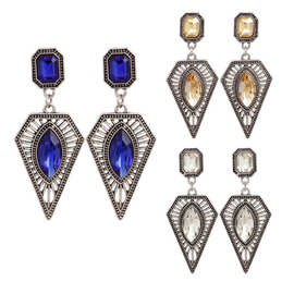 欧美新款耳饰品时尚百搭夸张三角形宝石几何水滴耳环新娘女配饰