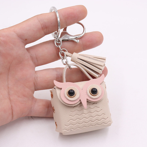 PU leather owl coin purse keychain cute owl earphone pendant school bag pendant wholesale