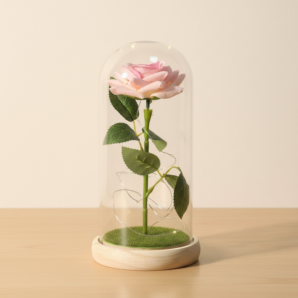 Simulación transfronteriza rosa inmortalidad flor cubierta de vidrio decoración de cumpleaños Qixie 520 Día de San Valentín regalo creativo del Día de la Madre