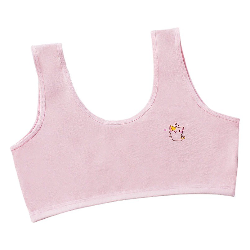 [В наличии и быстрая доставка] Двухслойное хлопковое четырехцветное развивающее нижнее белье для девочек, удобный маленький жилет с мультяшным принтом