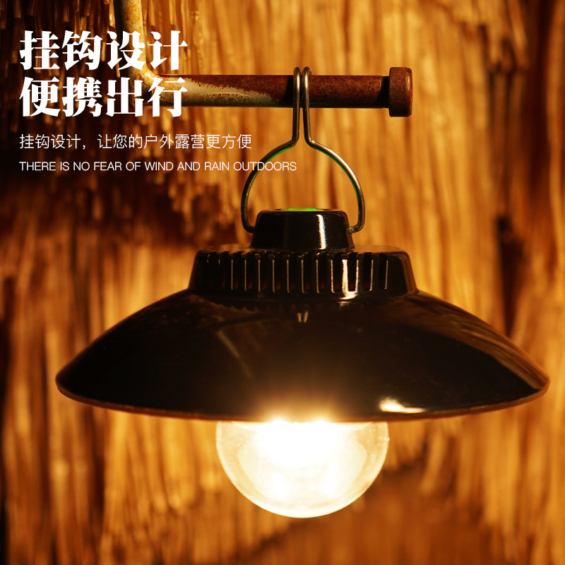 Transfronterizo nueva tienda de camping luz tipo-C recargable colgante al aire libre multi-funcional linterna retro LED camping Luz