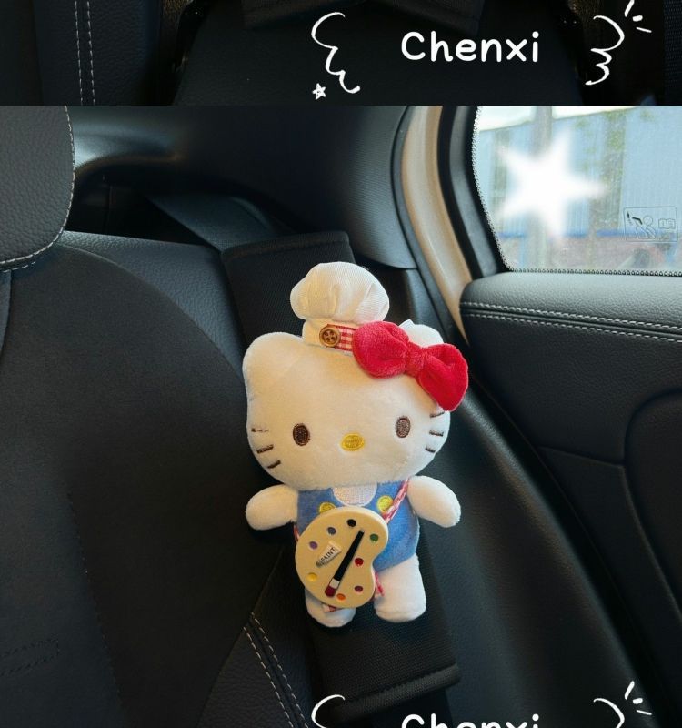 Cute Kt Cat Shoulder Protector Seatbelt Decoration Car Anti-Wear Clothing Protective Cover Universal for All Seasons Cartoon Doll for Girls