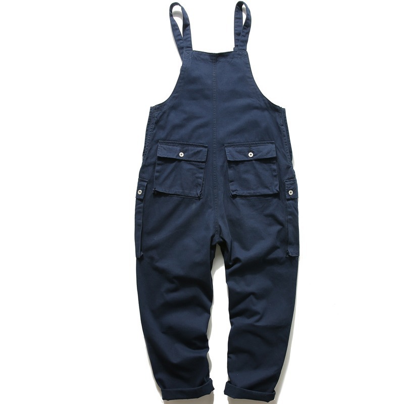 Men's Clothing Spring and Autumn retro workwear casual suspender pants men's loose plus size dad pants fashion brand straight jumpsuit_viptrois.com
