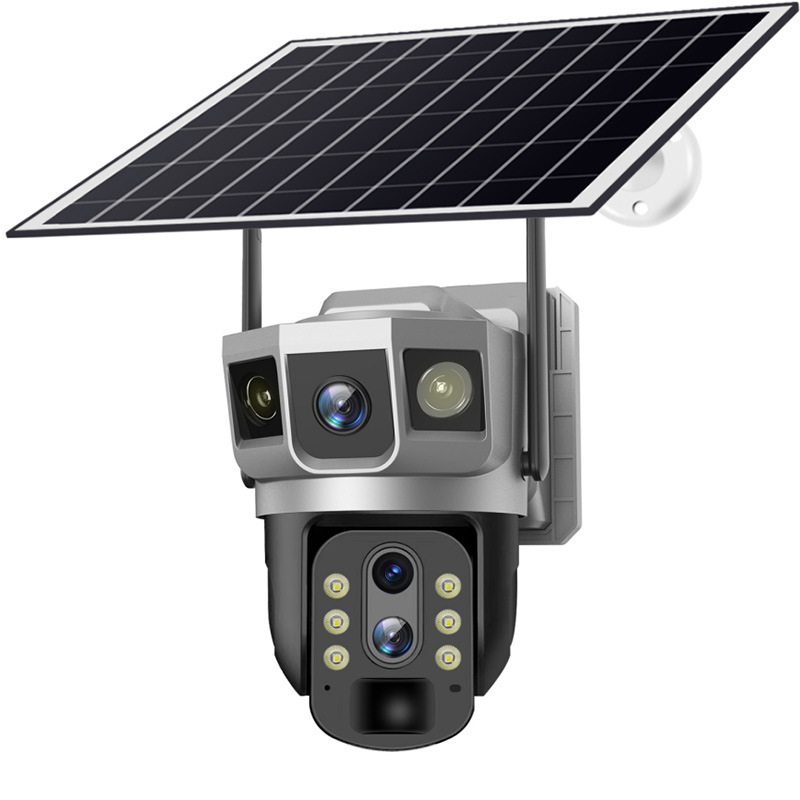 10x zoom al aire libre 4g cámara de monitoreo solar de tres imágenes 360 visión nocturna panorámica HD monitoreo impermeable