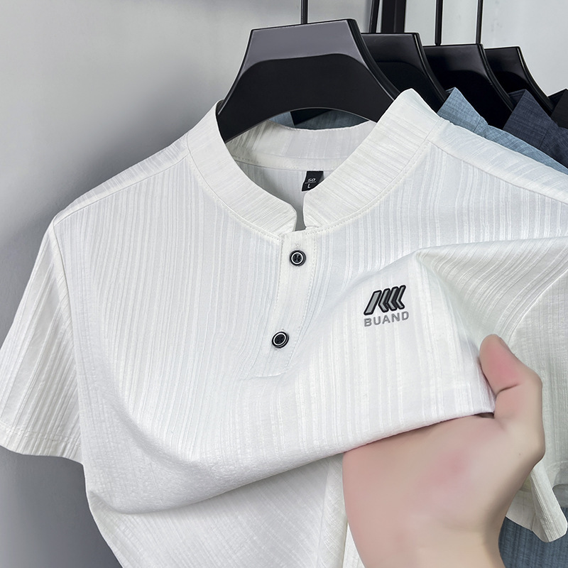 Chinese Style Retro Versatile Casual Short-Sleeved Summer New Men's Lapel Short-Sleeved T-Shirt Lightweight Breathable Polo Shirt
