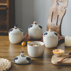 原創陶瓷湯盅罐家用燉盅帶蓋輔食燕窩碗水蒸蛋隔水燉零食收納罐