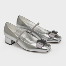 24年新款法式复古玛丽珍女鞋浅口中跟一字带百搭浅口单鞋