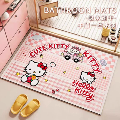Non-Slip Mat, Bathroom Entrance Mat, Avtomobil döşəmə paspasları - katies-pink-pouty-car-4060cm25mm-diatom-mud