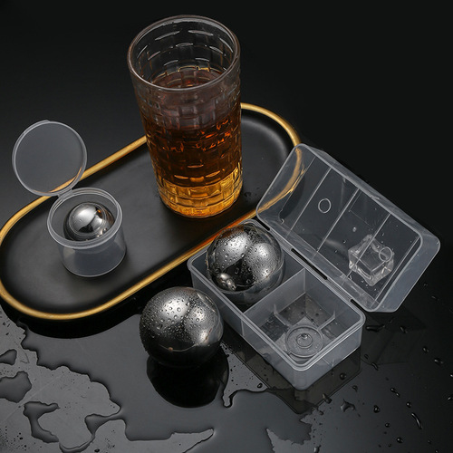 Cross-border Amazon stainless steel ice ball whiskey ice tart metal round ice artifact quick-frozen 55mm ice ball