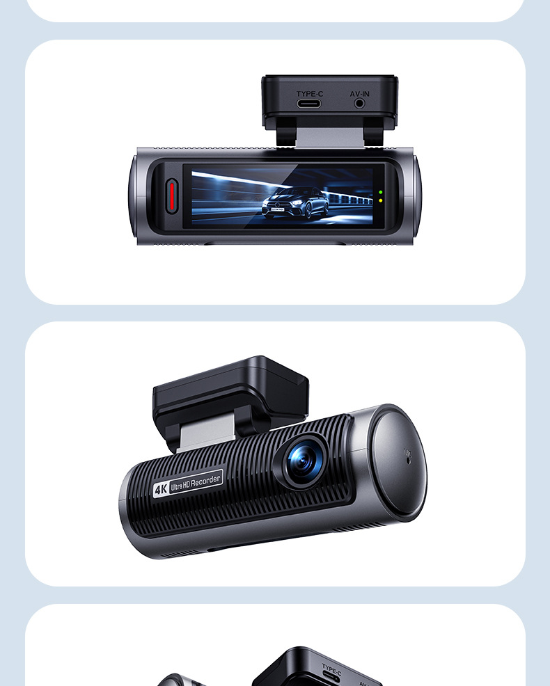 Y front and rear dual recording 4K WiFi connected APP loop recording night vision dashcam
