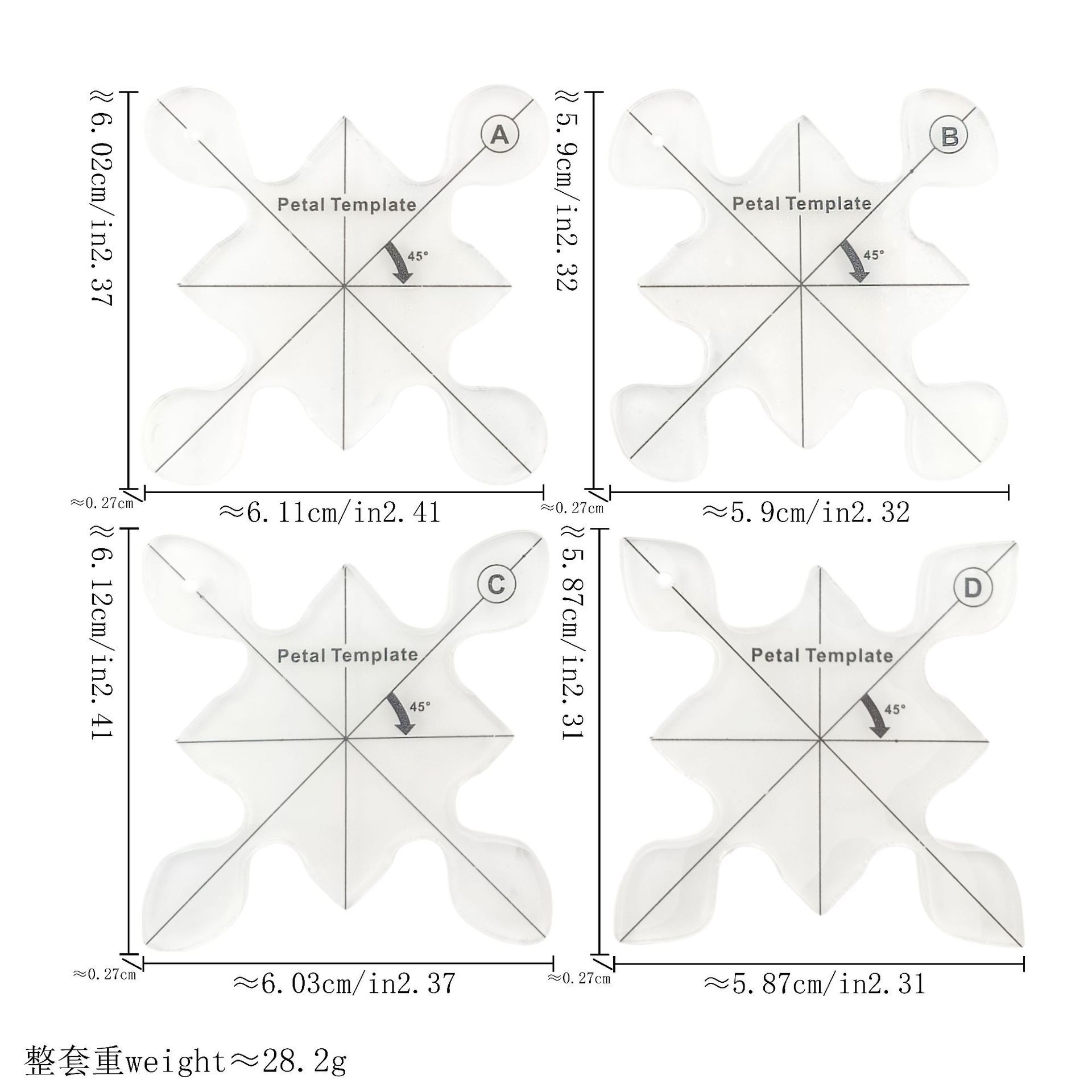 Diseño de prendas de vestir acrílico 90 ° regla de costura de tela de corte de tela doble regla de patrón de tela de corte