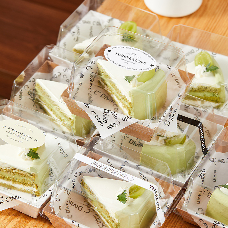 カットケーキ包装箱 4inch 3inch レイヤーデザートティラミス焼き菓子正方形強化包装箱|undefined