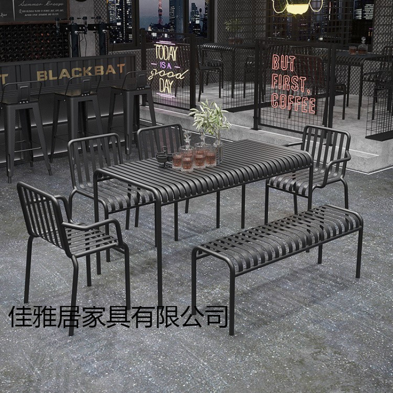 Outdoor Wrought Iron Table and Chair Leisure Courtyard Set Outdoor Table Modern Simple Terrace Tea Table Balcony Dining Table and Chair Combination