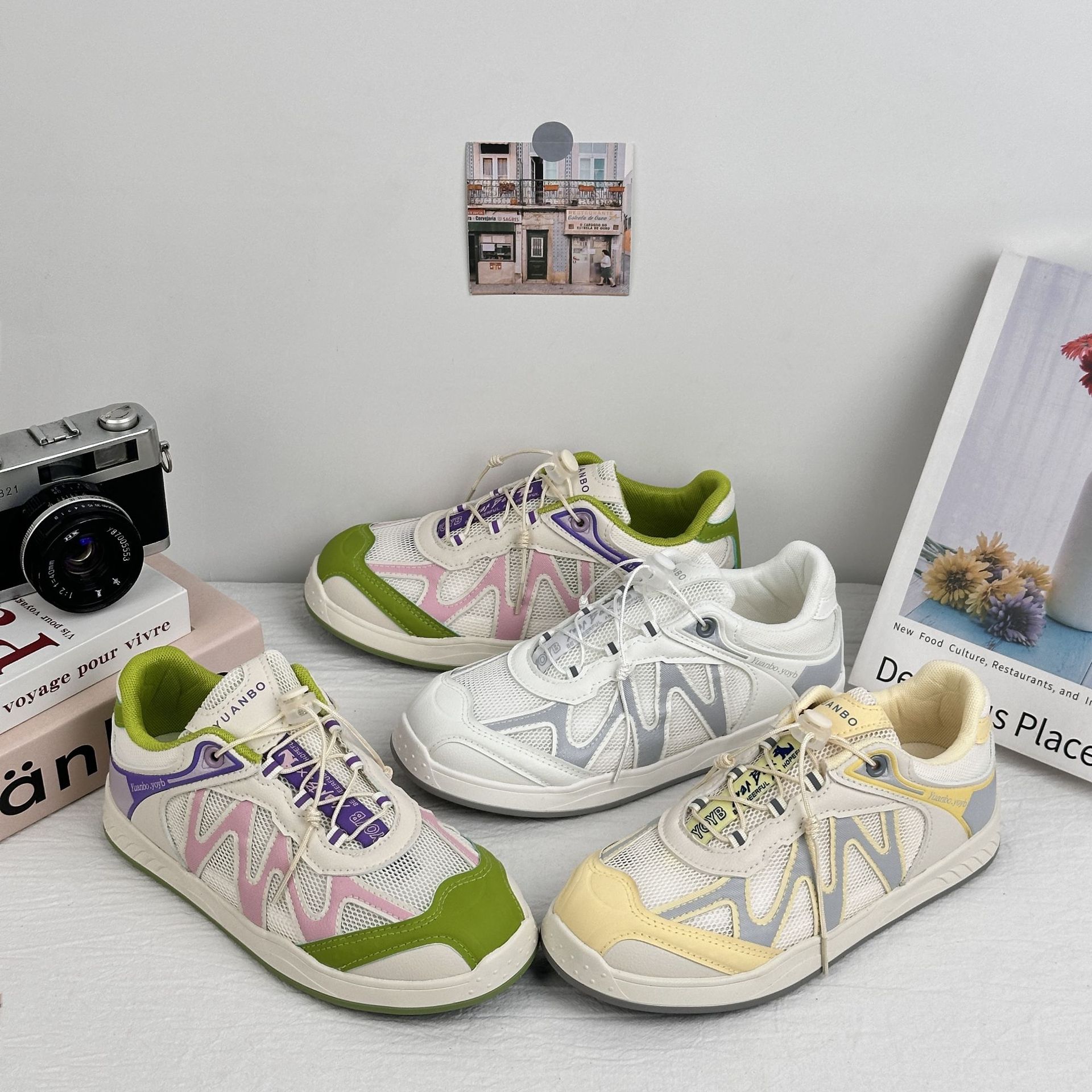 Yuanbo2025 verano nuevo mesh transpirable con suela suave Gump zapatos de moda para mujeres al aire libre zapatos de moda deportivos casuales