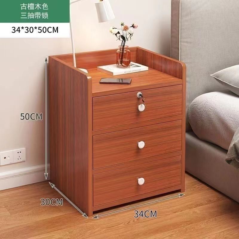 잠금 장치가 있는 구탄 나무 3개의 서랍 34*30*50