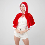 成人儿童连帽披肩斗篷 圣诞节女款Cosplay装扮服 金丝绒披风现货