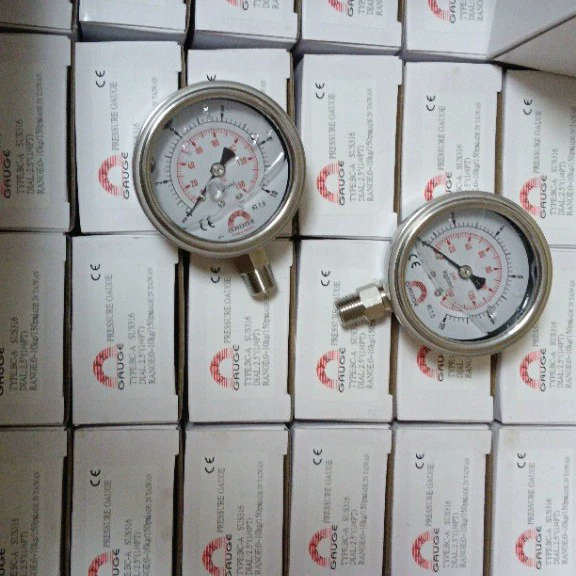 Тайваньский манометр Huashi BC-A 10 кг/150 фунтов на квадратный дюйм Радиальная односторонняя заливка маслом Sus316 2,5 дюйма 1 4pt