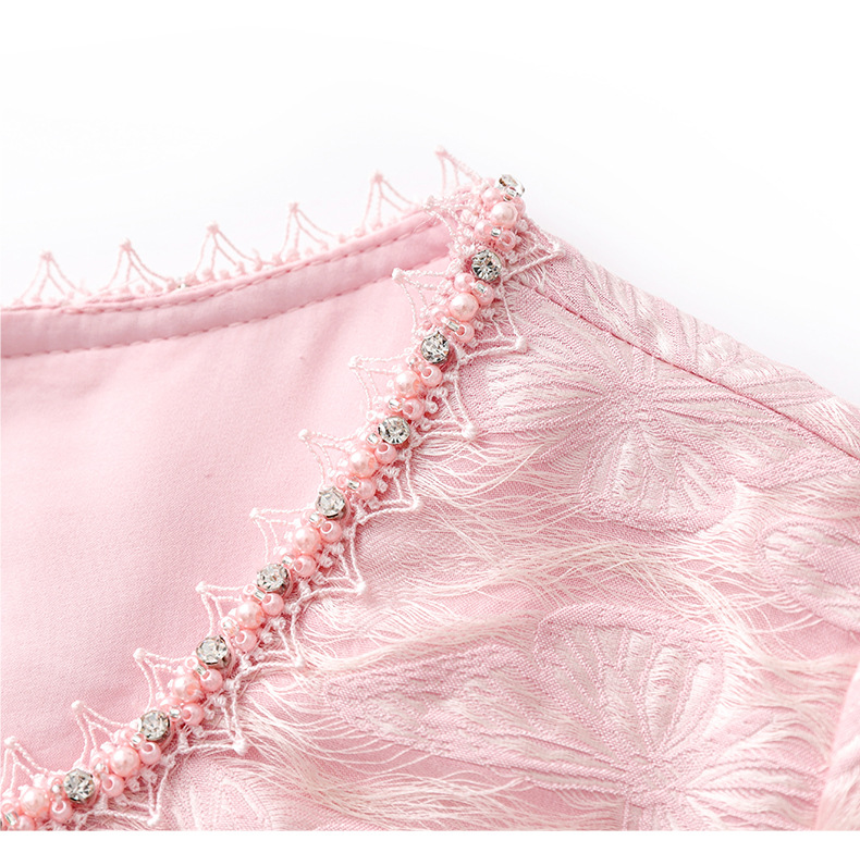 Váy maxi nữ cổ tròn đính cườm họa tiết bướm jacquard phong cách Trung Quốc — Màu đen chi tiết 22