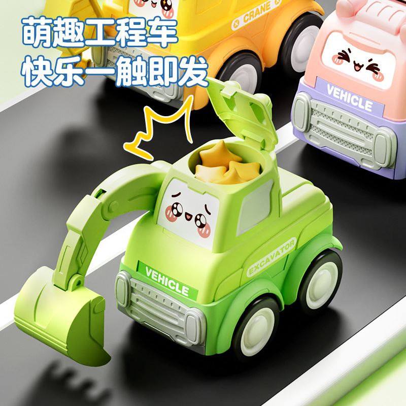 Gran tamaño de dibujos animados inercia vehículo de ingeniería excavadora grúa camión de carga niños inercia 0 - 3 años juguetes