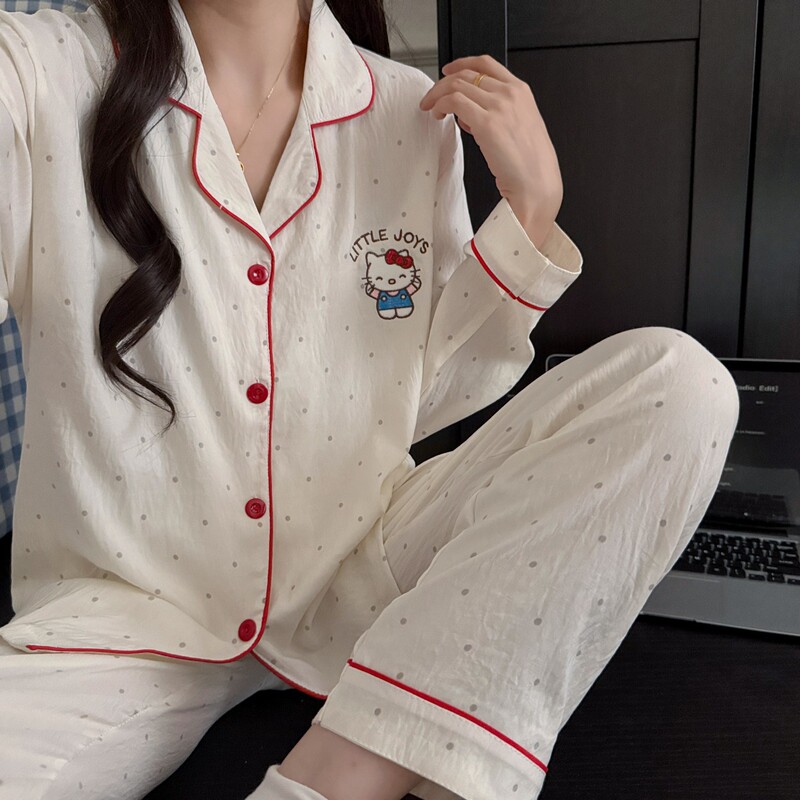 Cloud Cotton Pajamas for Women Spring and Autum Long-Sleeved Cardigan Internet Celebrity Girl Cartoon High-Looking Can Be Worn Outside Home Clothes Set Cloud Cotton Pajamas for Women Spring and Autum Long-Sleeved Cardigan Internet Celebrity Girl Cartoon High-Looking Can Be Worn Outside Home Clothes Set