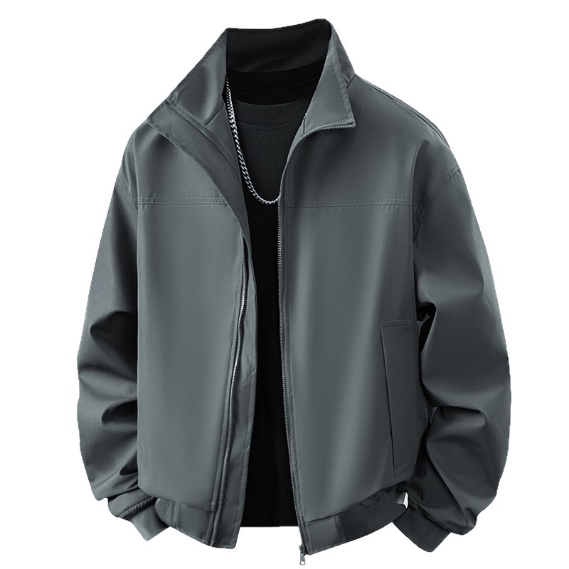 Casual chaqueta de cuello vertical de estilo americano transfronterizo primavera y otoño chaqueta holgada coreana chaqueta de tendencia de hombre chaqueta de tamaño grande