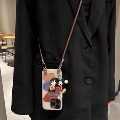 高级感复古色块米奇IPhone16Promax手机壳苹果15Pro斜挎14/13潮15