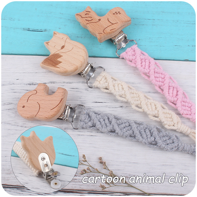Bebé creativo haya animal chupete clip anti-gota Cadena de juguete mordedor nuevos niños hechos a mano cuerda de chupete tejida