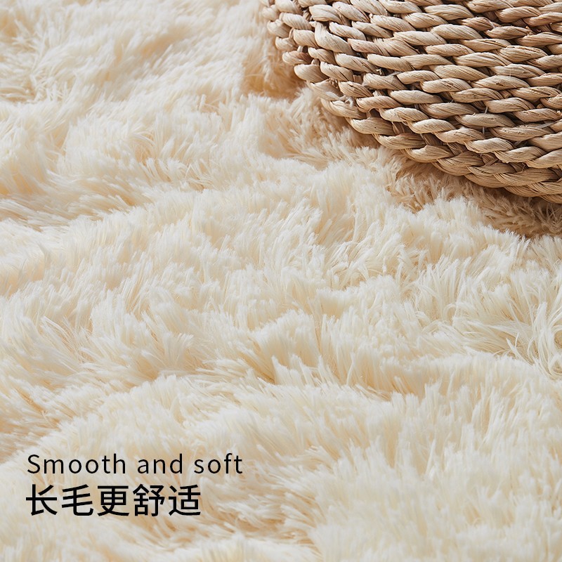 Alfombra de lana de seda de estilo nórdico Manta de borde de cama para dormitorio Alfombra de felpa completa para sala de estar tapete liso teñido anudado