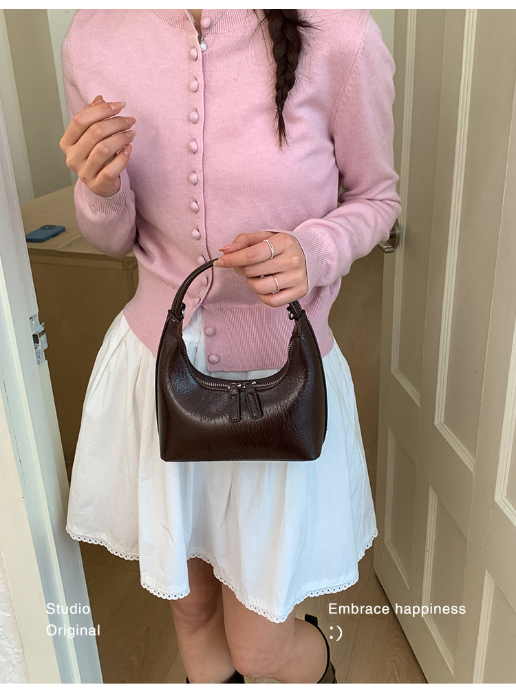 Women's Leather Crescent Handbag - Versatile Shoulder Crossbody_voghion.com