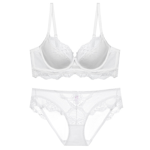 Bra cover French European and American lace push-up side breast collection pure desire female small breast push-up thin bra underwear set