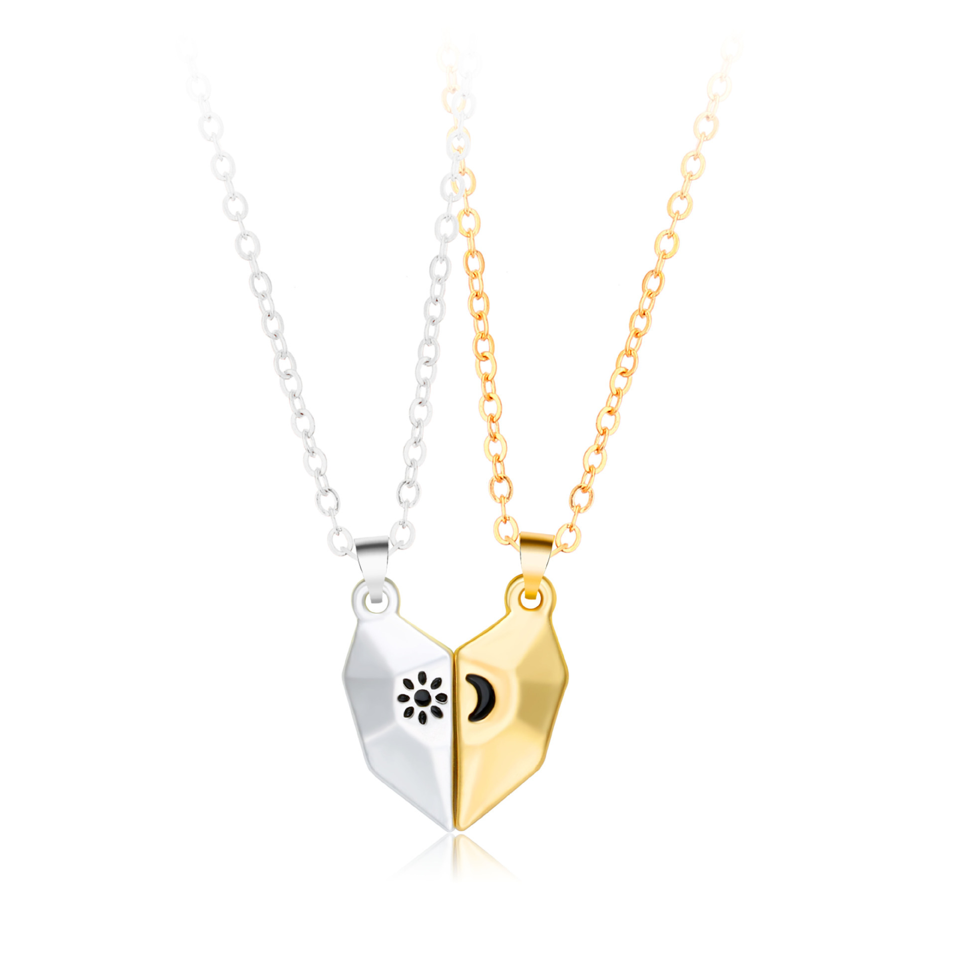 20g Weight Simple Style Heart Shape Alloy Plating Couple Pendant Necklace