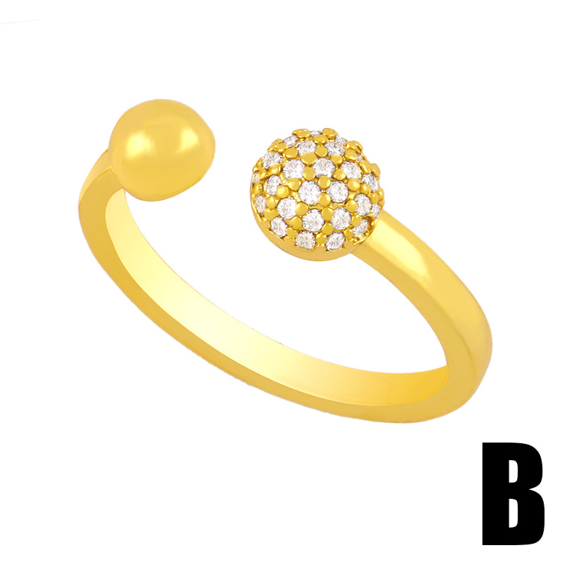 Mode Klassischer Ball Zirkon Offener Ring display picture 4