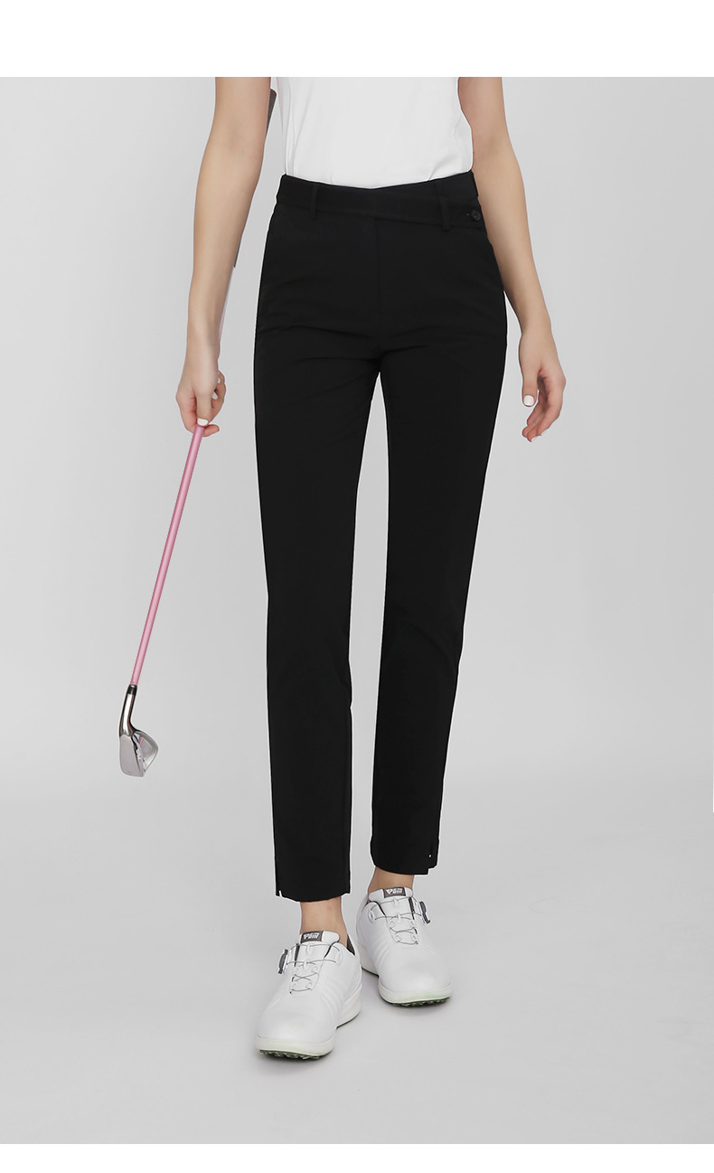 Quần golf nữ dài tôn dáng PGM co giãn cao thắt lưng lưới — KUZ145-màu trắng, KUZ145-Kaki, KUZ145-Màu đen chi tiết 10