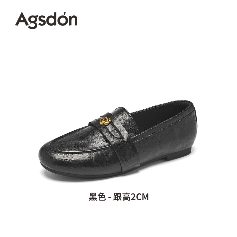 Augusto Lion negro Lefour zapatos para mujeres 2025 nuevo invierno británico zapatos de cuero pequeños con un zapato de pelo de lana