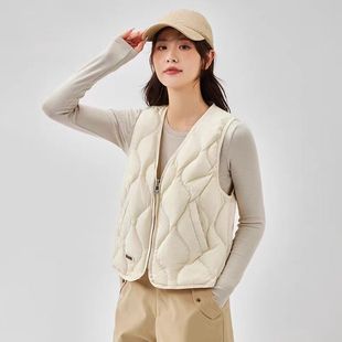 Women's down Vest 2025 Winter 90% White Duck down Loose V-Neck Thin Outerwear Inner Vest Lightweight down Jacket