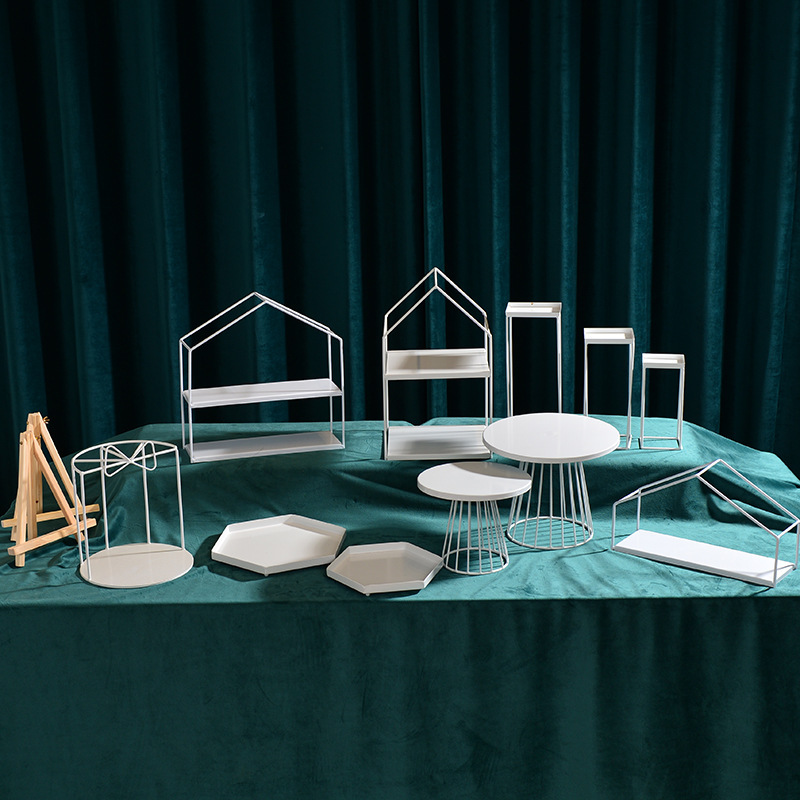 Diseño de boda europea decoración de mesa de postres set de té de la tarde refrigerio bandeja de pastel estante de exhibición mesa de descanso de té