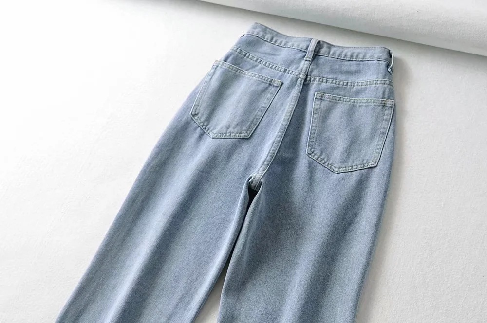 leg split high-waisted denim trousers NSHS39200