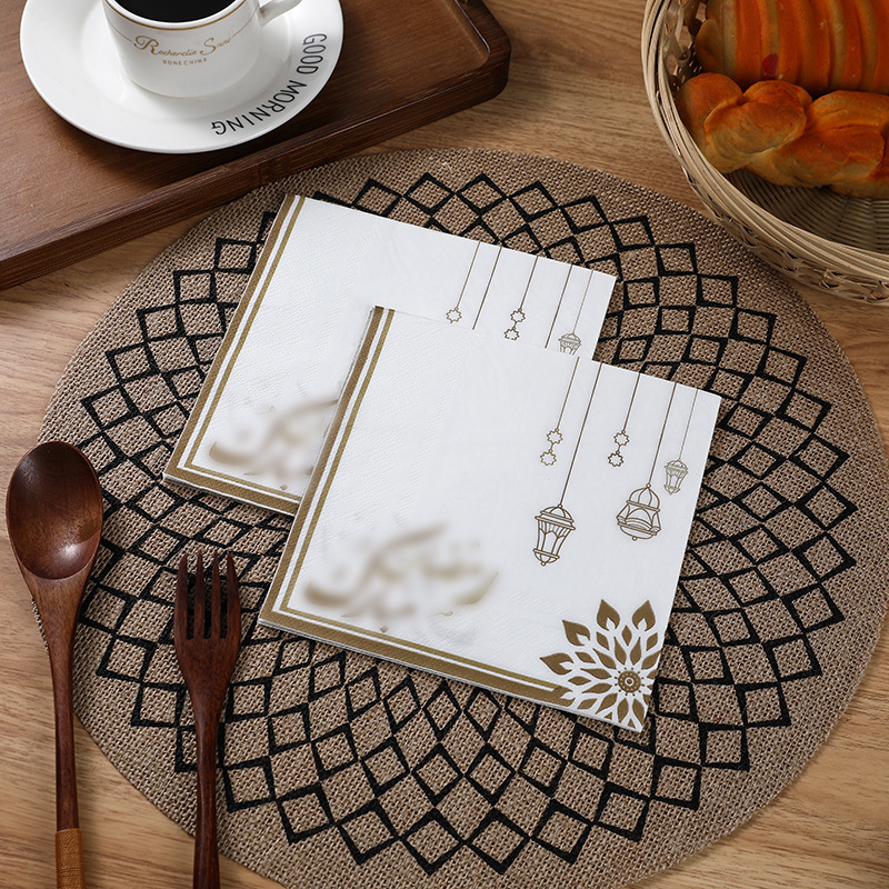 Brown Patterned Chandelier Decorative Paper Napkins, Square Paper Napkins, Western-Style Wedding Party Printed Paper Napkins, Napkins, Handkerchief Paper