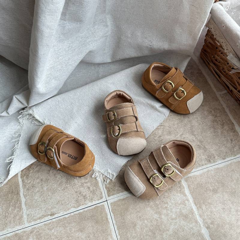 Genuine Leather Kidsren's Birkenstock Shoes Autum New Korean Style Casual Shoes for Boys and Girls, Baby Soft-Soled Toddler Shoes