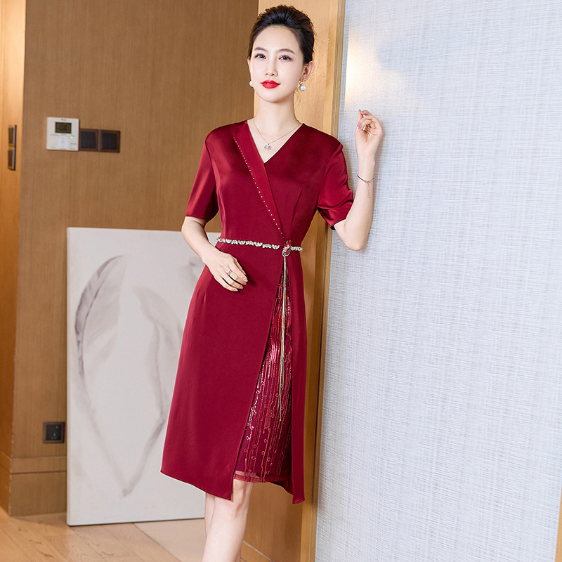 F9064 2100K VÁY ĐẦM LIỀN THÂN NỮ DONREOC MÙA HÈ TRUNG NIÊN DÙNG TRONG LỄ CƯỚI CỔ CHỮ V THỜI TRANG NỮ G05 SẢN PHẨM MỚI