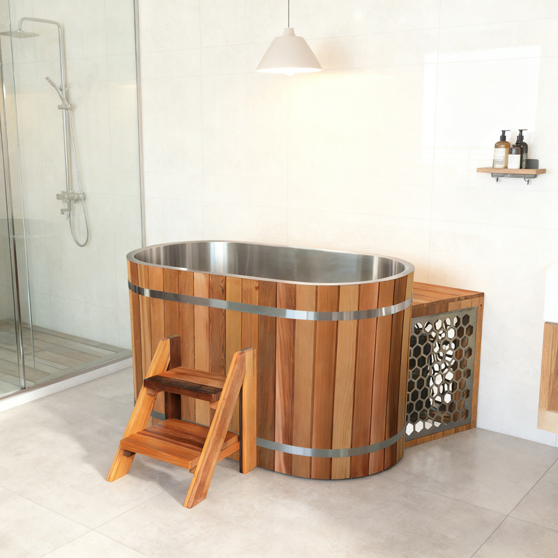 Caisen Cold Water Bathtub Fc-5 Red Cedar Shell Ice Water Cold Therapy Bathtub with 304 Stainless Steel Inner Tank