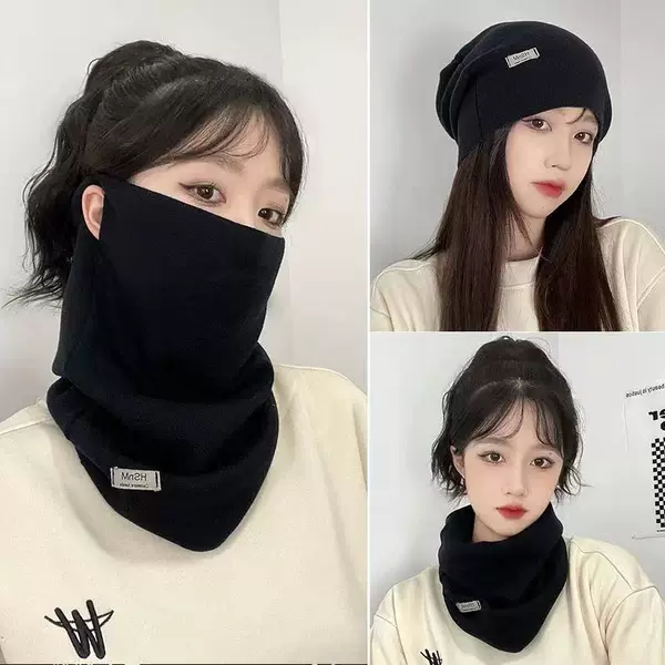 New Knitted Plaid Versatile Ear-Hanging Windproof Mask for Women Autumn and Winter Scarf for Cycling Outdoor Warm Neck Protector