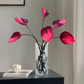 仿真观音莲红掌高档手感软胶创意简约北欧客厅插花家居装饰观音莲