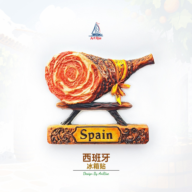 Spanish Iberian Ham Refrigerator Magnet Three-Dimensional Magnetic Sticker Travel Souvenir Gift Home Decoration Sticker