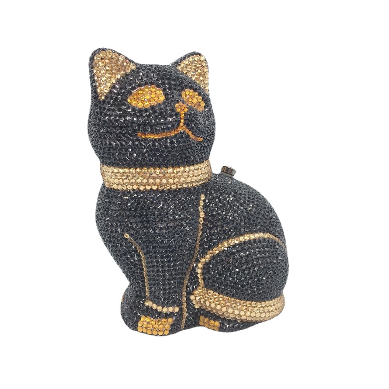 Gato con diamantes bolsas de cena, animales de banquete europeos y estadounidenses, bolsas de mano de diamantes, vestidos transfronterizos, bolsas de mujer, caja dura, embrague gato