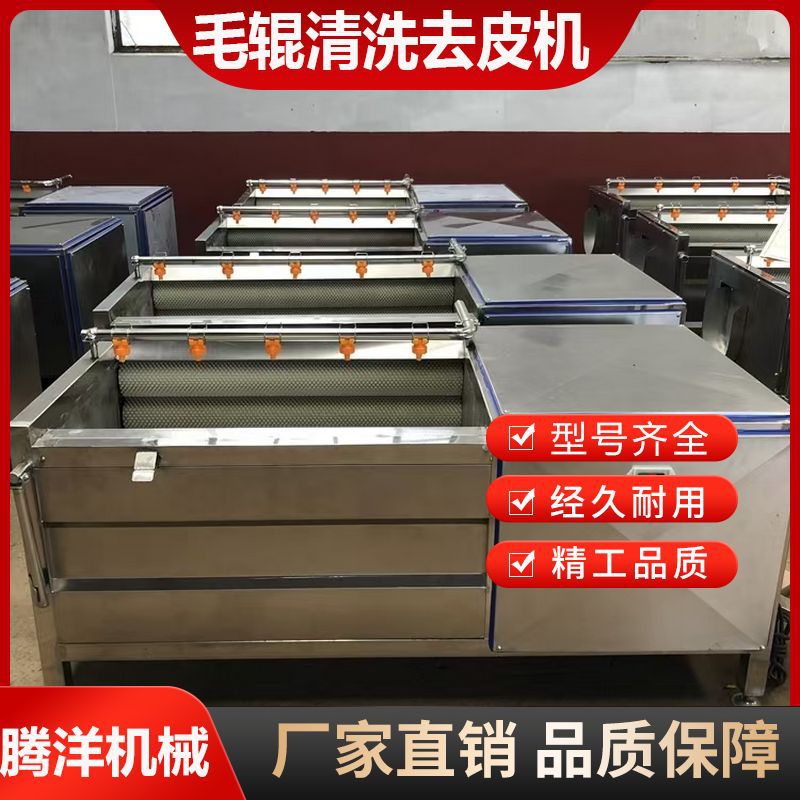 Equipo de limpieza de sedimentos para la limpieza de jengibre de patata, máquina de limpieza de rodillos de pelo de rizoma, máquina de limpieza automática de raíz de loto