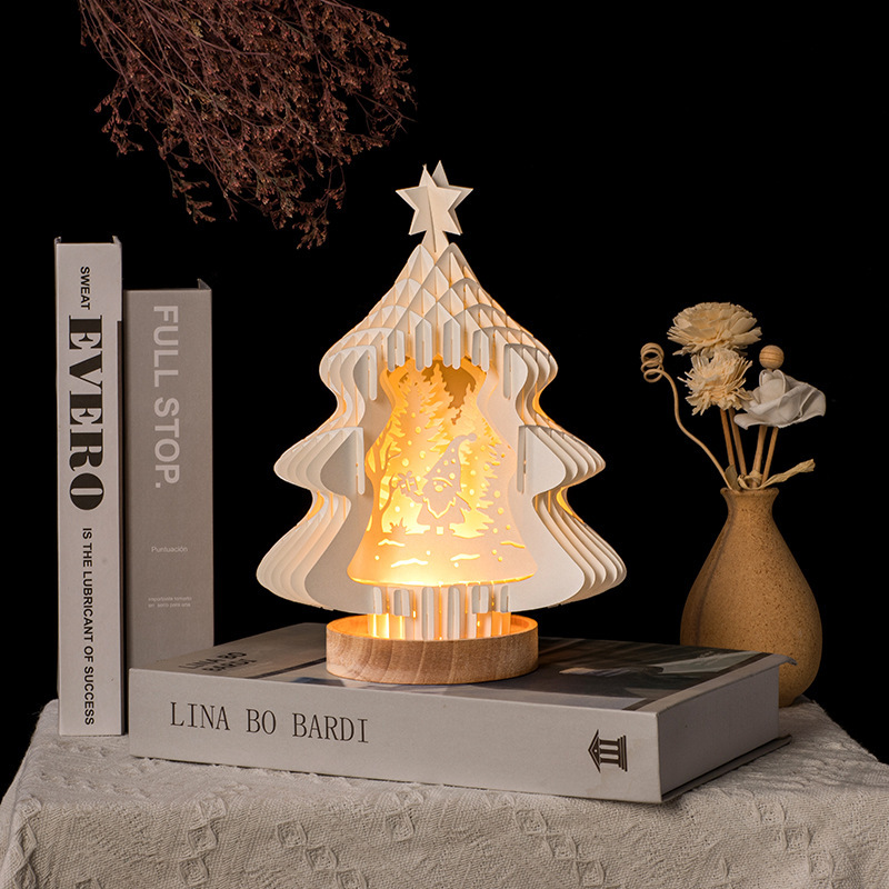3D three-dimensional light and shadow night light paper carving light Christmas tree holiday birthday gift bedside decoration pattern can be set z