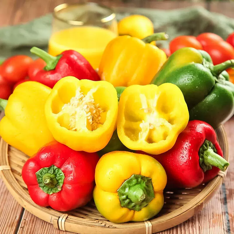 山东寿光新鲜五彩椒甜椒灯笼椒青椒黄椒红椒彩椒蔬菜带箱3斤