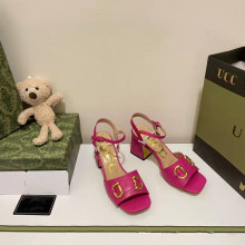 2022夏季新款居家马衔扣方头糖果色粗跟一字扣露趾凉鞋百搭休闲鞋