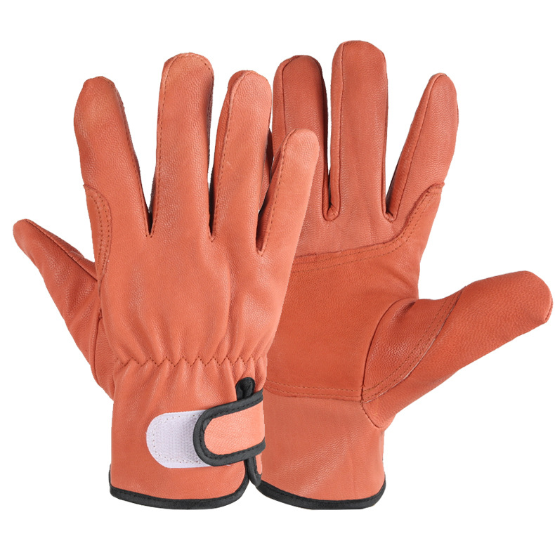 Guantes de piel de cabra marrón Guantes de soldador Gato Gary Guantes de soldadura y soldadura Guantes de aislamiento térmico Reparación mecánica Resistencia al desgaste